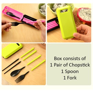 Portable Utensils Set Foldable Travel Kitchen Chopsticks Spoon Fork CulterySG Seller #6