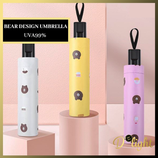 Bear Design Anti-UV Black Coating Auto / Manual Umbrella | Waterproof | UV Prevention | Wind Resistant | Foldable 8 Rib
