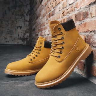 READY STOCK Men's Martin Boots Leather Ankle Boots （Yellow） #0