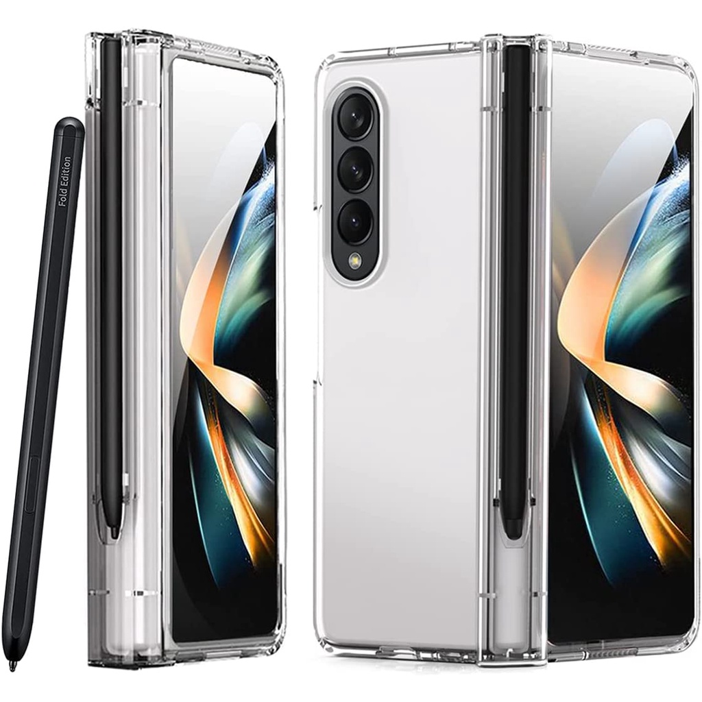 Transparent Case with S Pen Holder For Samsung Galaxy Z Fold4 Hinge