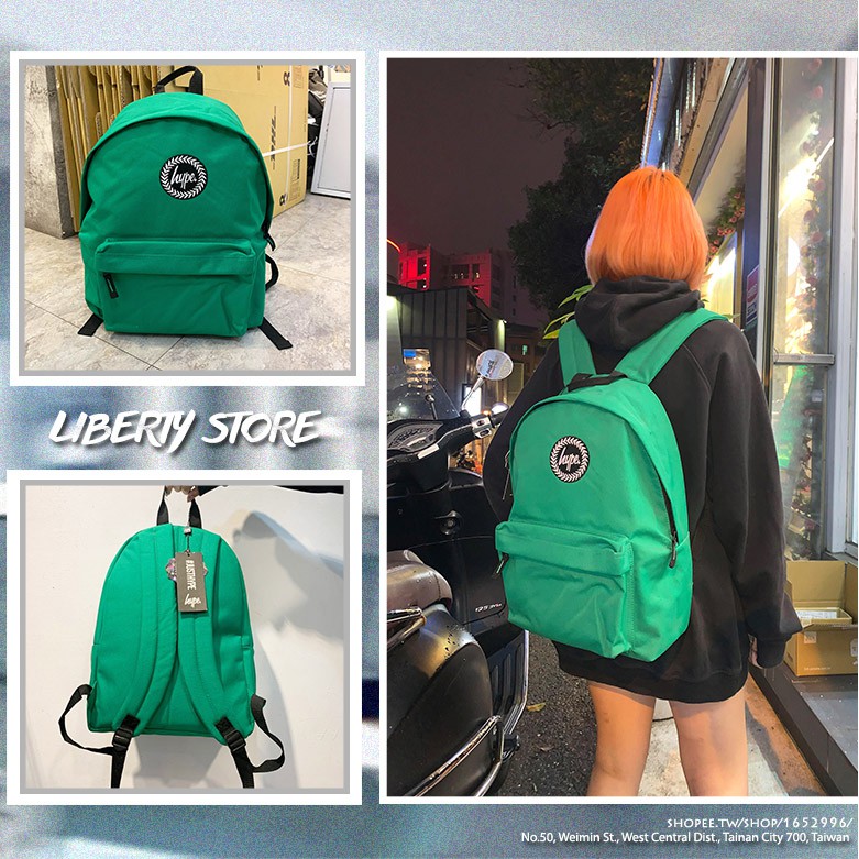 plain green backpack