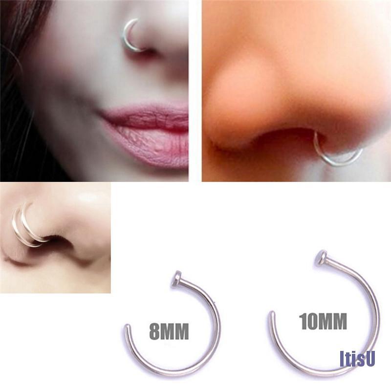 Small Thin Surgical Steel Open Nose Ring Hoop Piercing Stud Body Jewelry Fashion Shopee Singapore