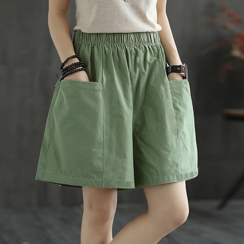 Pure Cotton Wide Leg Shorts Women S Summer Casual New Loose High Waist Slimming All