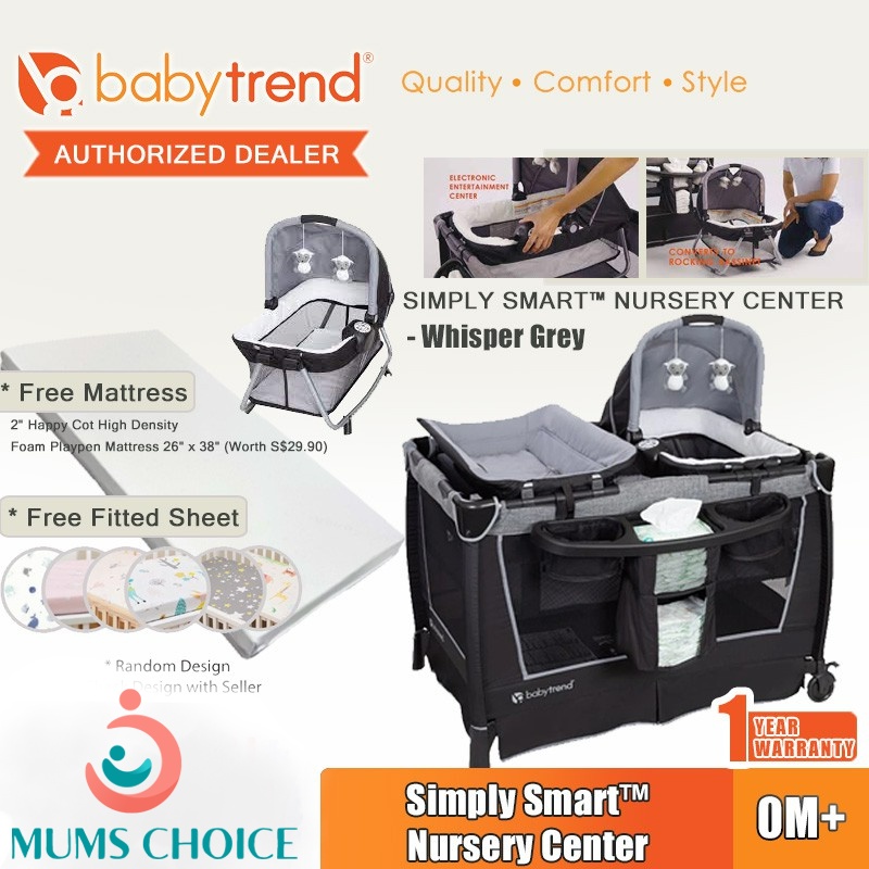 BabyTrend Simply Smart™ Nursery Center Playpen Whisper Grey Shopee