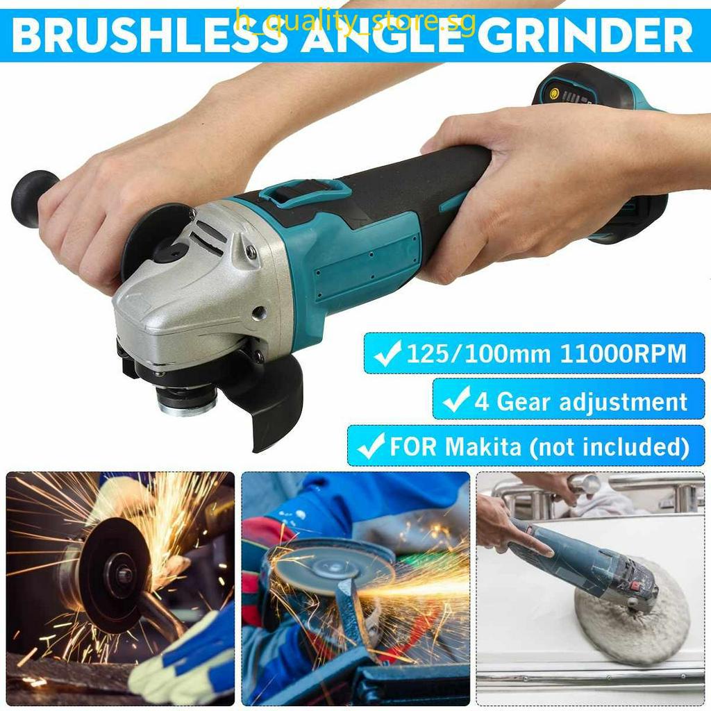 TIANBEIL 125mm/100mm Brushless Cordless Angle Grinder Variable 4 Speed DIY Cutting Grinder Machine Power Tools for Makita 18V Battery Color : 100mm 