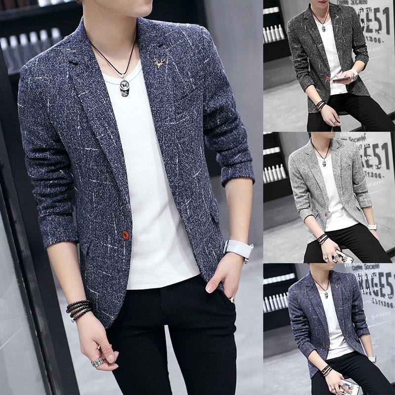 Casual Suit Mens Blazer Jacket Single Breasted Blazers Men Suits Slim Fit Shopee Singapore