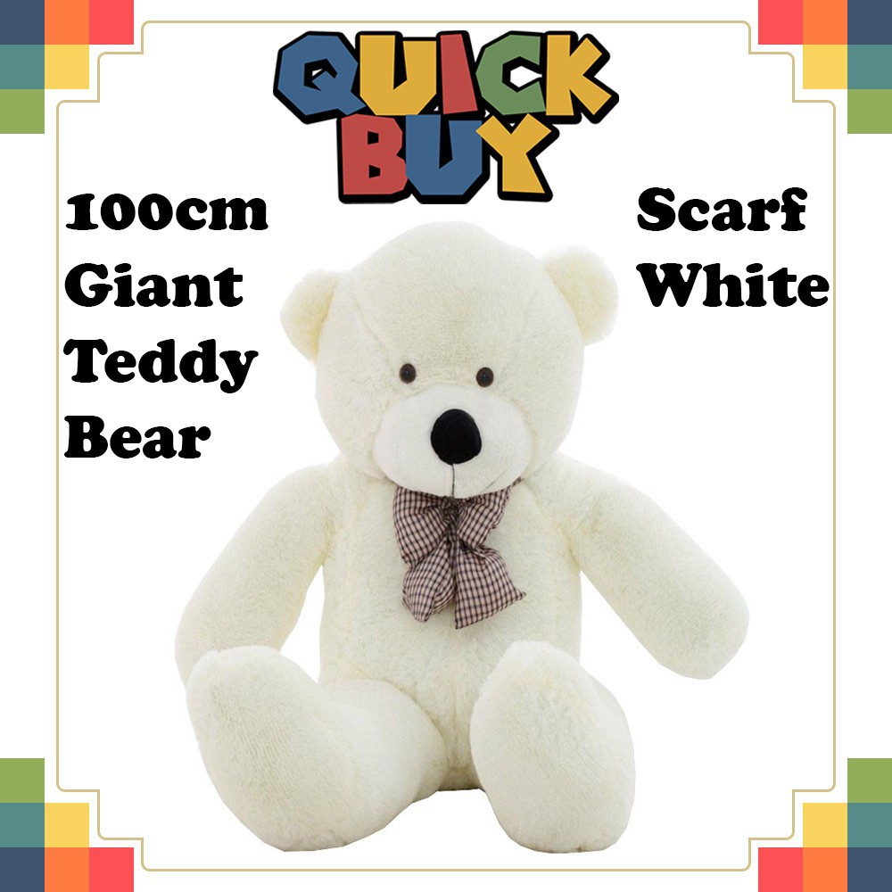 Giant 100cm Teddy Bear Plush Soft Toy Best Gift Scarf White Bear Shopee Singapore