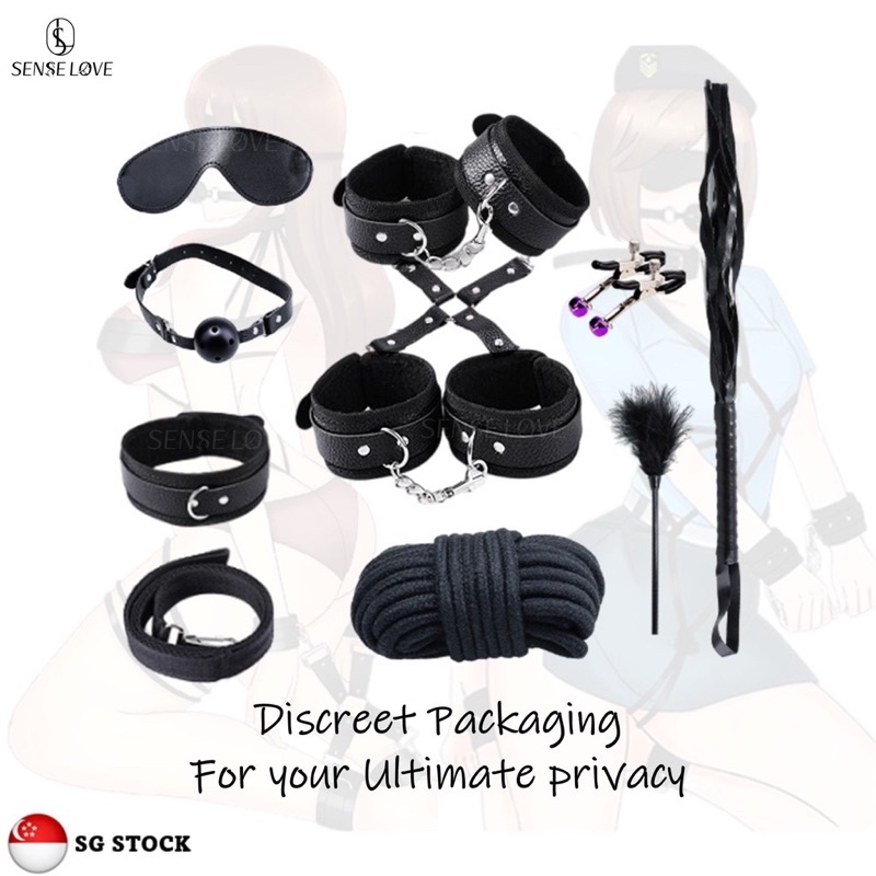SG SenseLove Leather with Soft Fur SM BDSM Sex Toy Bondage Whip Handcuffs Leash Nipple Clamps