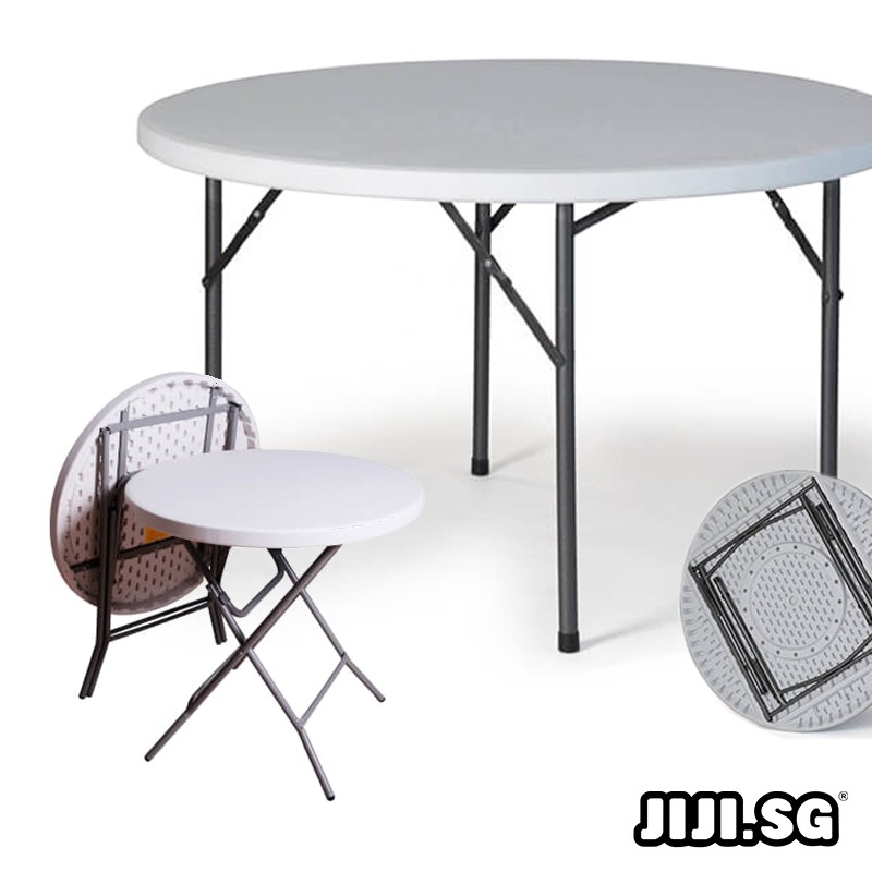 (JIJI SG) HDPE Outdoor Folding Foldable Table (ROUND) 80CM / 120CM