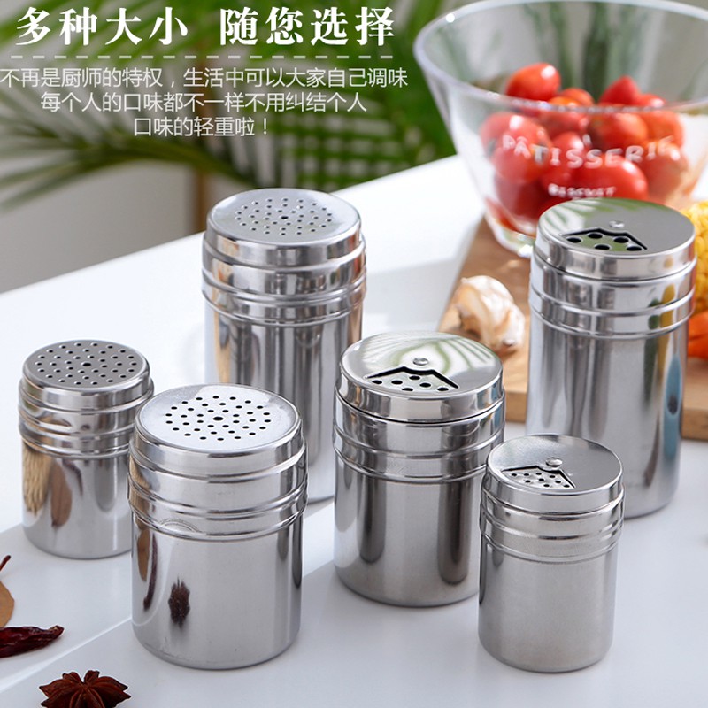 Stainless Steel Seasoning Spice Shaker Bottle Jar BBQ Salt Pepper Condiment Box 