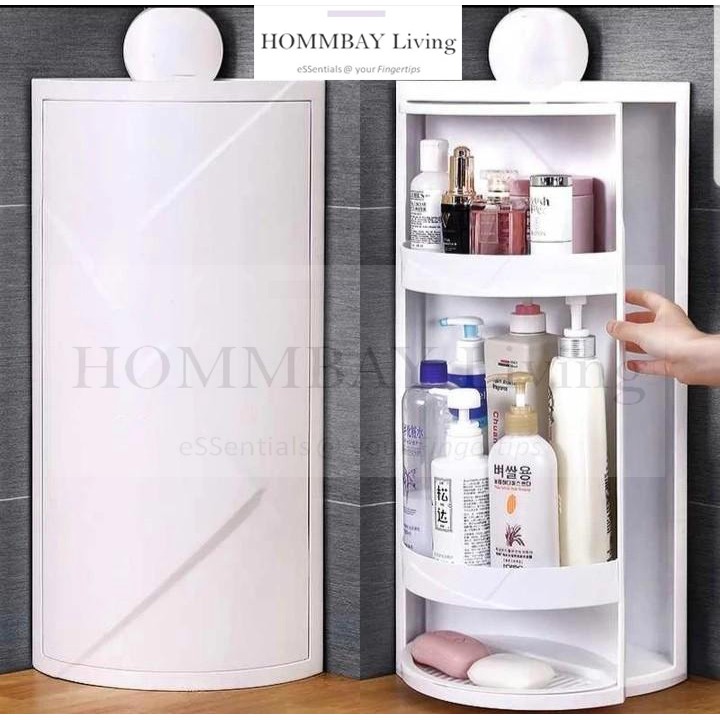 Hommbay Living 360 Rotating Corner Shelf Cabinet Rack Suitable For Bathroom And Kitchen And Dresser Use Shopee Singapore