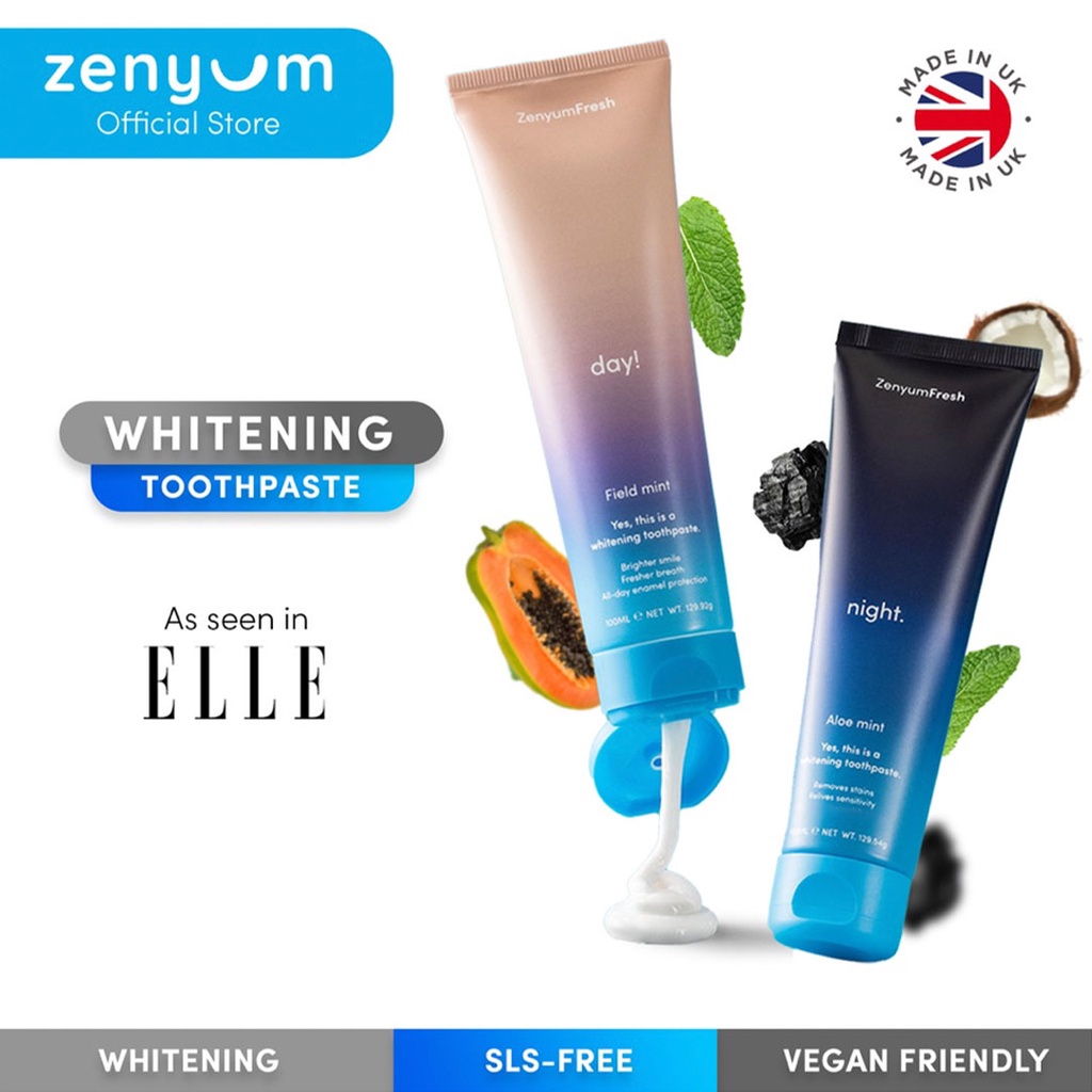 Zenyum Fresh Day or Night Toothpaste 100ml (Alcohol Free/Teeth Whitening/Sensitive Relief