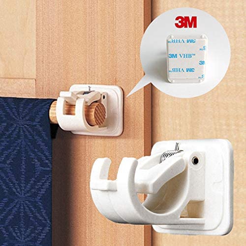 [ 2Pcs ] [ Self Adhesive Curtain Rod Bracket ] [ Fixings Hanging Rod