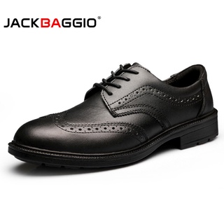 JACKBAGGIO Men's Work Steel Toe Genuine Leather Safety Industrial Safety Shoes Anti-smashing Anti-piercing