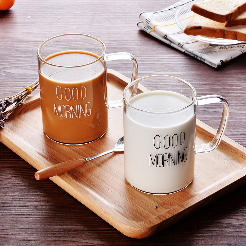 Good Morning Drinking Glass Korean Cup Ins Drink Glass Milk Cup Shopee Singapore