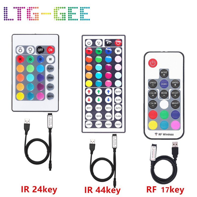 Details about   DC 5V LED Strip RGB Decorative Light TV Back Lighting Kit+24 Keys Remote Control 