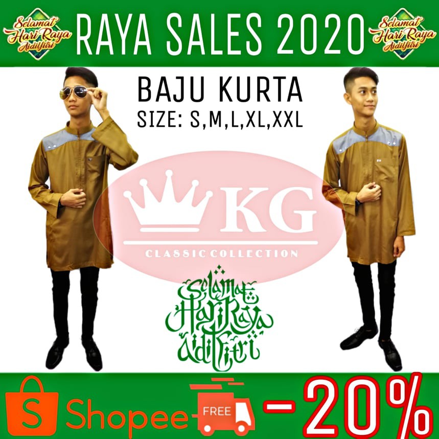  BAJU  KURTA LELAKI DEWASA 001 GOLD  COLOR BAJU  RAYA KURTA 