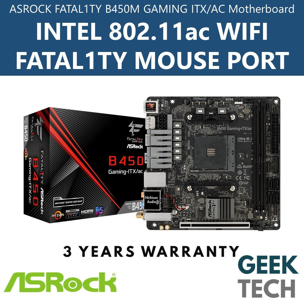 Asrock Fatal1ty B450 Gaming Itx Ac Mini Itx Motherboard Shopee Singapore