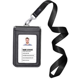 US Top Grade Genuine Leather ID Badge Holders with Neck Lanyard Formal Staff Office Worker Supplies Magnet closed ID Card Secure Cover name tags Cases #5