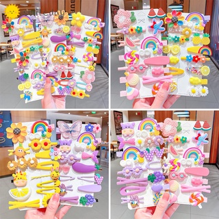 Baby Kids Fashion Hair Clips Set Korean Rainbow Flower Cute Colorful Hairpin Set Girls Hair Accessories