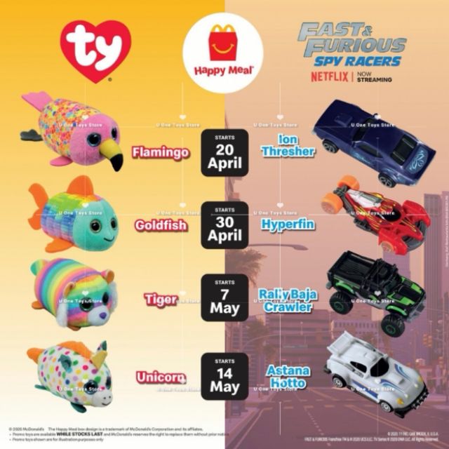 Ready Stocks Mcdonalds Happy Meal Toy Teenie Ty And Fast Furious 2020 Shopee Singapore