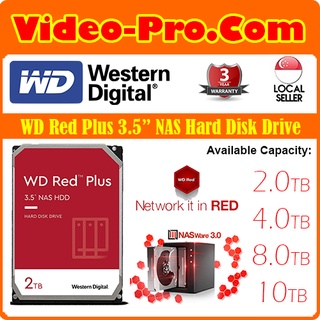 WD Red Plus 2TB / 4TB / 8TB / 10TB NAS Hard Disk Drive 3 Years Warranty