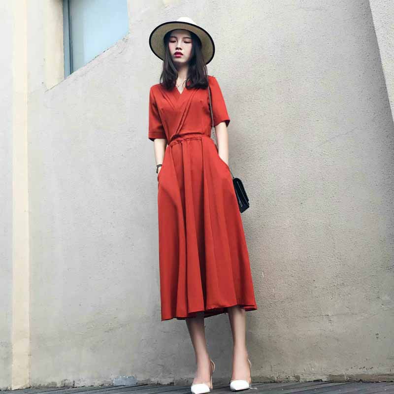 red long summer dress