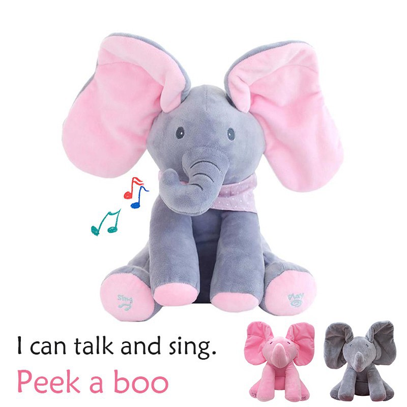 toy elephant that plays peek a boo