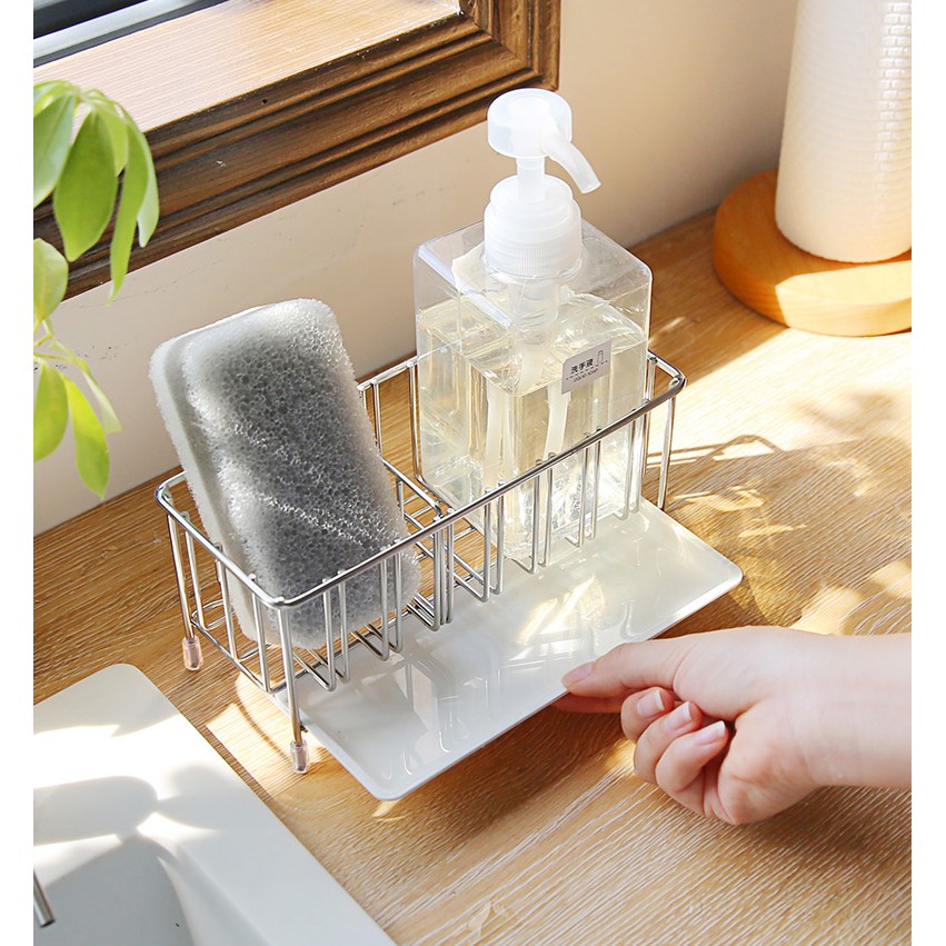 Japanese Style Stainless Steel Kitchen Sink Rack Sponge Drainer Soap Cady Basin Holder Shopee