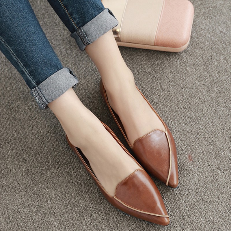 Women Retro Pointed Toe Flat Shoes | Shopee Singapore