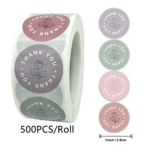 500pcs/roll 1 Inch Round Floral Thank You Stickers Scrapbooking For Package Seal Labels Custom Sticker Decoration Wedding Sticker #3