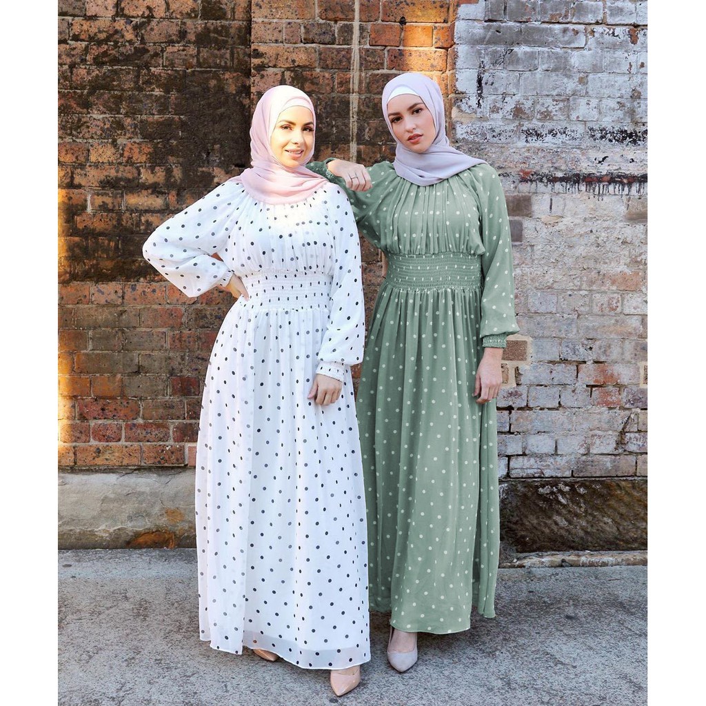 polka dot dress muslimah