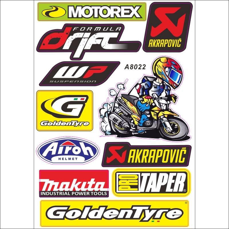 A4 Size Motocross Rockstar Glossy Film Stickers Bike Car