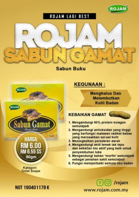 Shop Malaysia Sabun Gamat Rojam Ready Stock Shopee Singapore