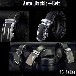 Image of Automatic Buckle Men's Belt Genuine Cowhide Leather