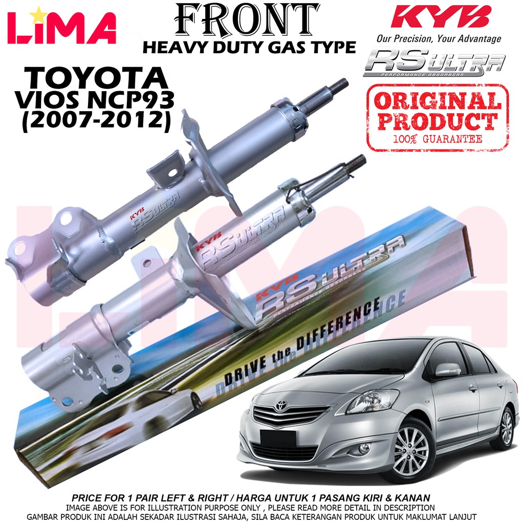 Toyota Vios Ncp93 Front Shock Absorber Rs Ultra 1set Heavy Duty Kayaba Kyb Original 2007 2012 Shopee Singapore