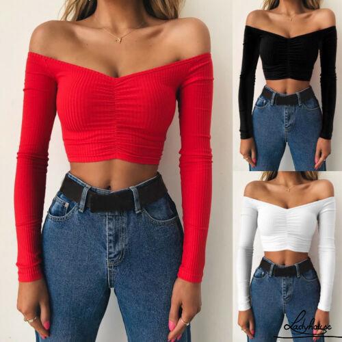 women's long sleeve off the shoulder top
