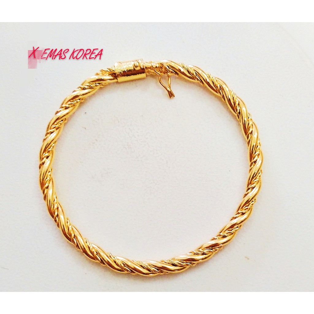  Gelang  pintal EMAS  KOREA Jewellery Bangle  golden plated Shopee Singapore