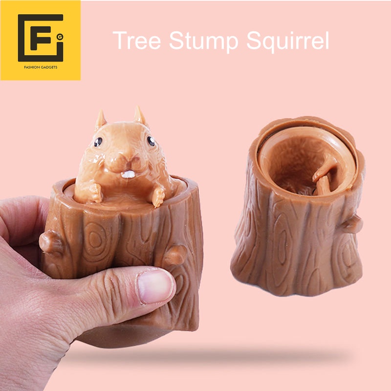 Squeeze Toy Simulation Tree Stump Cute Squirrel Miniature Cartoon Animal Decompression Toy Squeeze Toy Simulation Tree Stump Cute Squirrel Miniature Cartoon Animal Decompression Toy