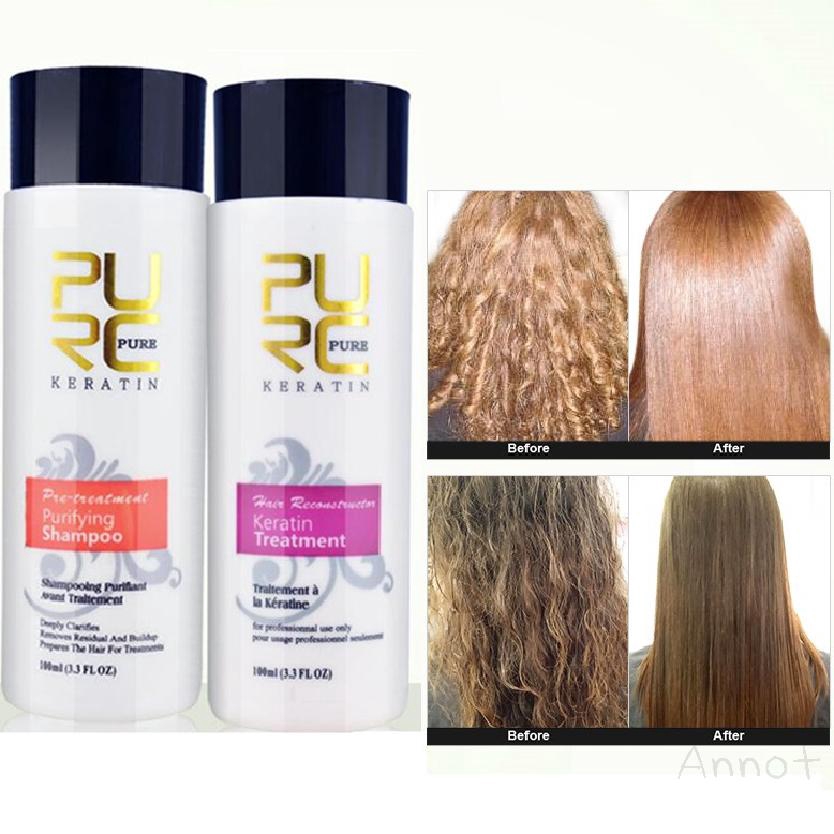 2pc Straightening Hair Repair Brazilian Keratin Treatment