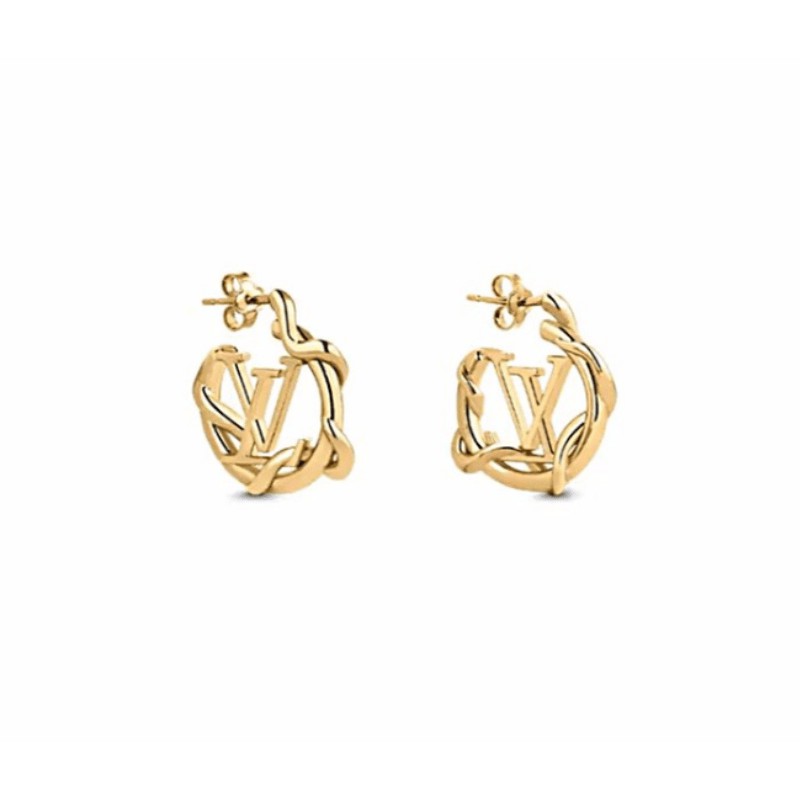 LOUIS VUITTON Louise Hoop Earrings Gold, FASHIONPHILE