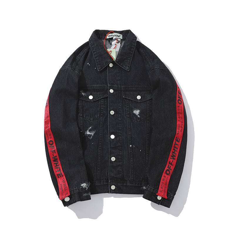 red off white denim jacket