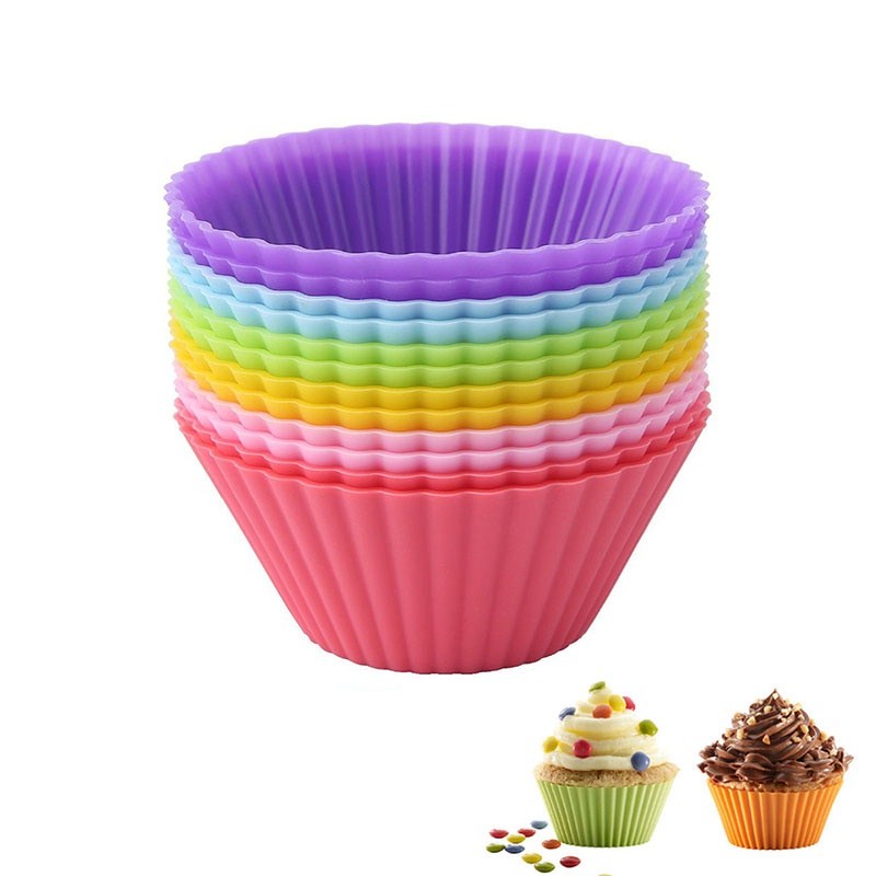 Riutilizzabili e Antiaderenti Facile da Pulire 3 Colore wangjiangda 10 Pezzi in Silicone per Cupcake 