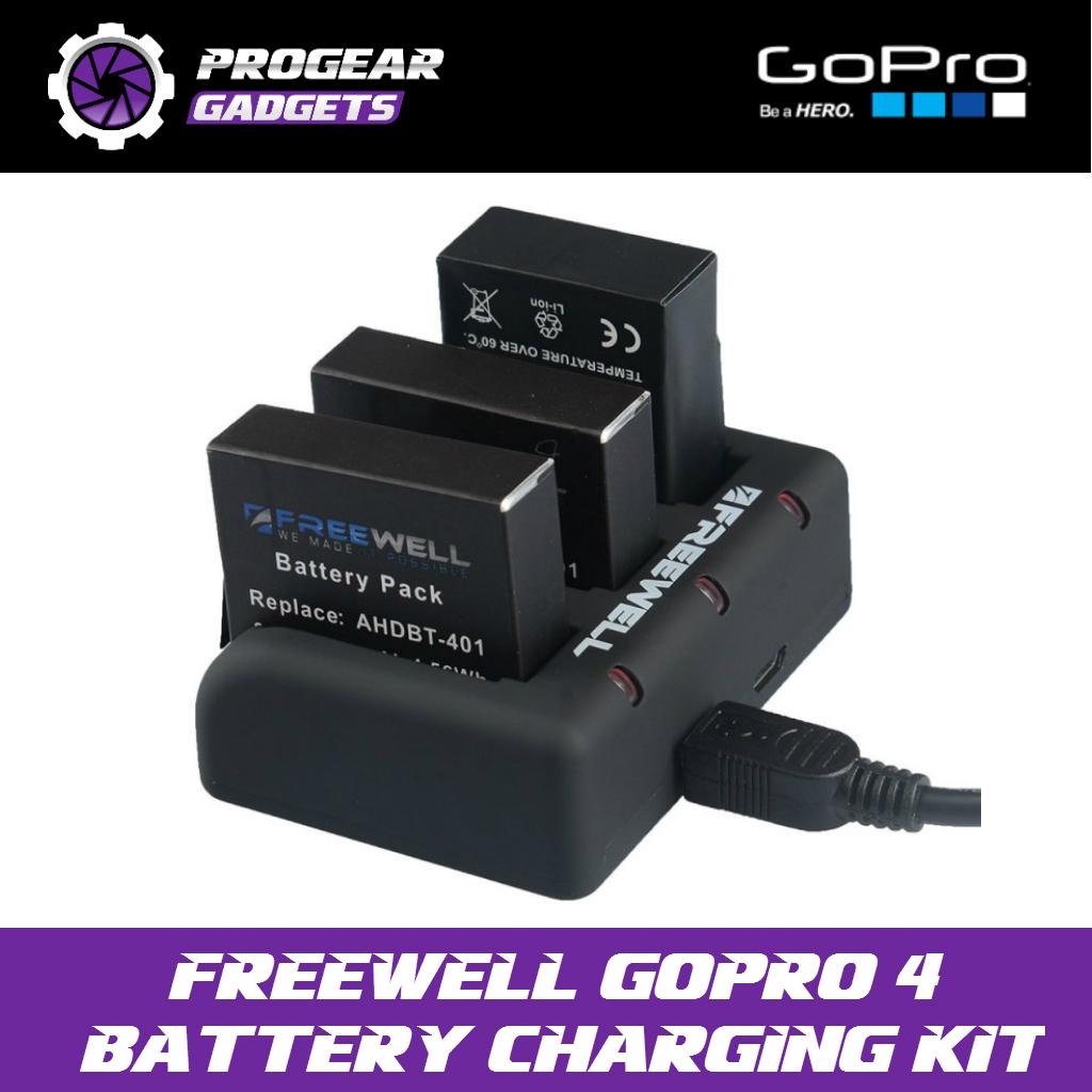 Freewell Gopro Hero 4 Battery Charging Kit Includes 3 Batteries