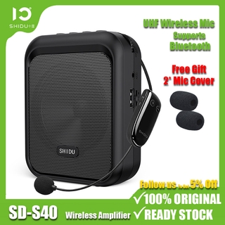 SHIDU S40 UHF Wireless Voice Amplifier Portable Bluetooth Speaker Loudspeaker with UHF Wireless Headset Microphone