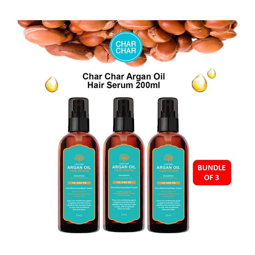 [BUNDLE OF 3] CHAR CHAR ARGAN OIL HAIR SERUM 200ML Shopee Singapore