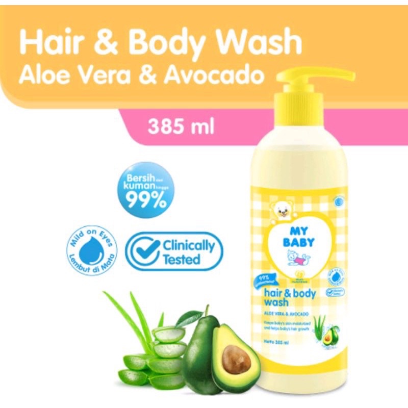 My Baby Hair & Body Pump 385ml Mybaby Baby Shampoo Soap 2in1 BTL