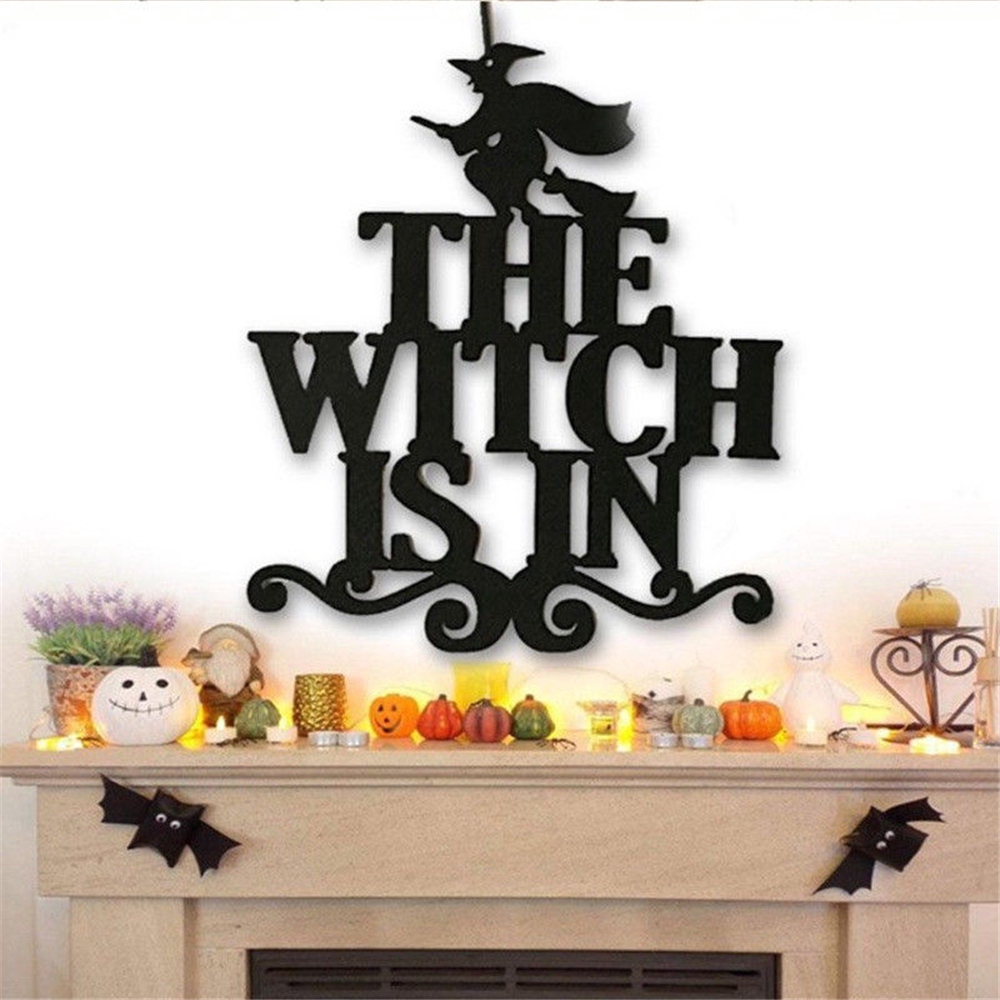 Lsf The Witch Is In Halloween Hanging Sign Wall Door Decoration