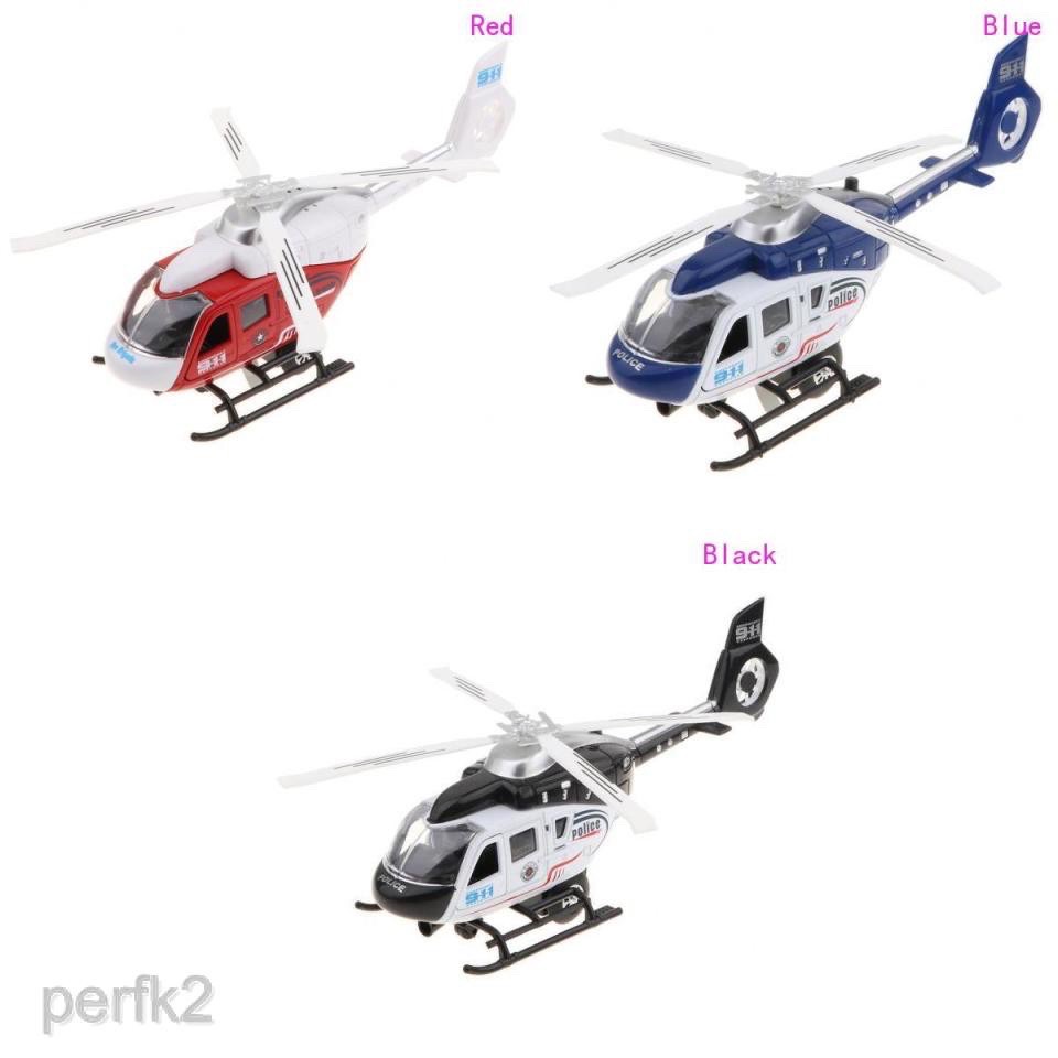 Pull Back Plane Model Alloy Musical Lighting Helicopter Toys for Kids Black 