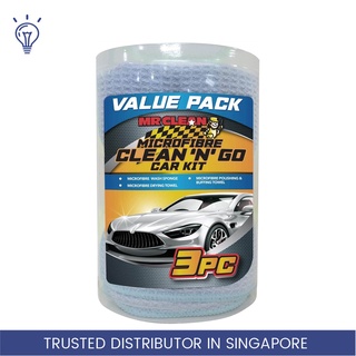 Mr Clean 3pc Car Wash Starter Kit Value Pack Microfibre Clean N Go Car Kit Wash Accessories Cloth Towel Sponge